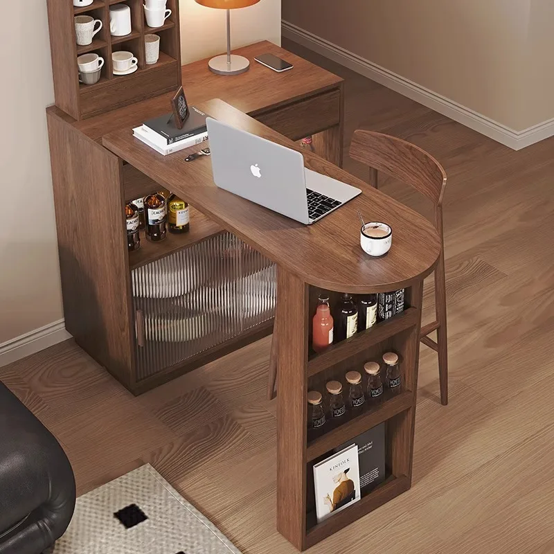 Mesa de bar retrátil retrô americana, divisória de madeira sólida, armário lateral, sala de estar, pequeno, mesa de jantar