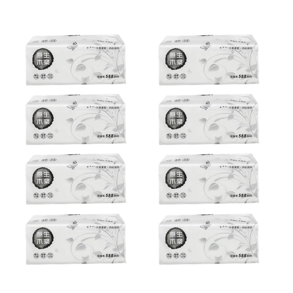 

8pcs Extraction Type Papers Household Paper Multi-use Pulp Paper for Home Kitchen Restaurant KTV (White)