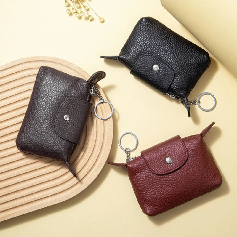 

Женский мини-портативный кошелек для монет, брелок-кошелек из натуральной кожи, стильный компактный органайзер, брендовый дизайн, кошелек для женщин
