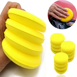 Éponges de lavage en mousse pour voitures, tampon applicateur de 10CM, rondes, jaune, outils et accessoires de nettoyage automobile