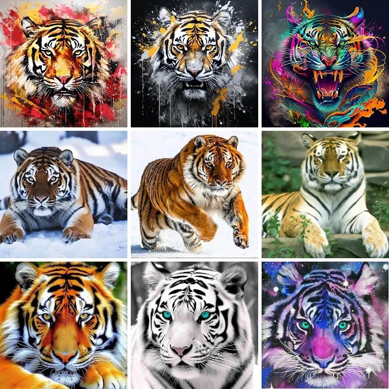 Sumatran Tiger Diamond Painting Kits ,White Bengal Tiger Diamond Mosaic Art,5D DIY Cross Stitch Animal ,Handmade Gift ,Decor