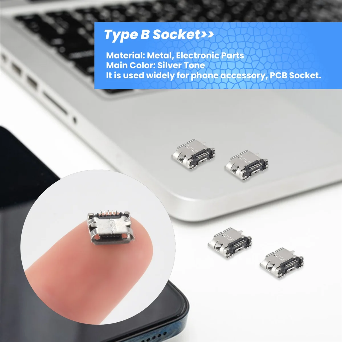 10 Pcs Spare Parts Type B Micro USB Female Jack Connector Port Socket Z