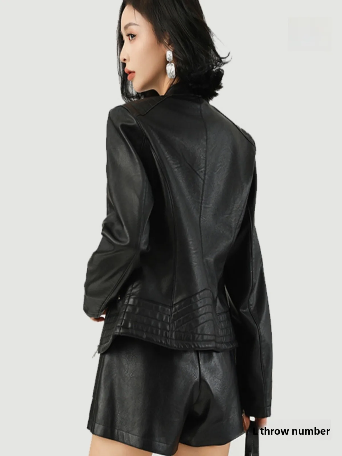 Jaet de cuero Sle para motocicleta para mujer, abrigo Sexy de motociclista de cuero PU con cierre de cremallera larga, abrigo ajustado para ir al trabajo