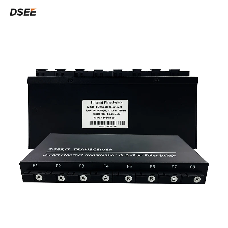 25KM 8 SC LC port 2rj45 fiber switch 100/1000M Single Mode Media converter