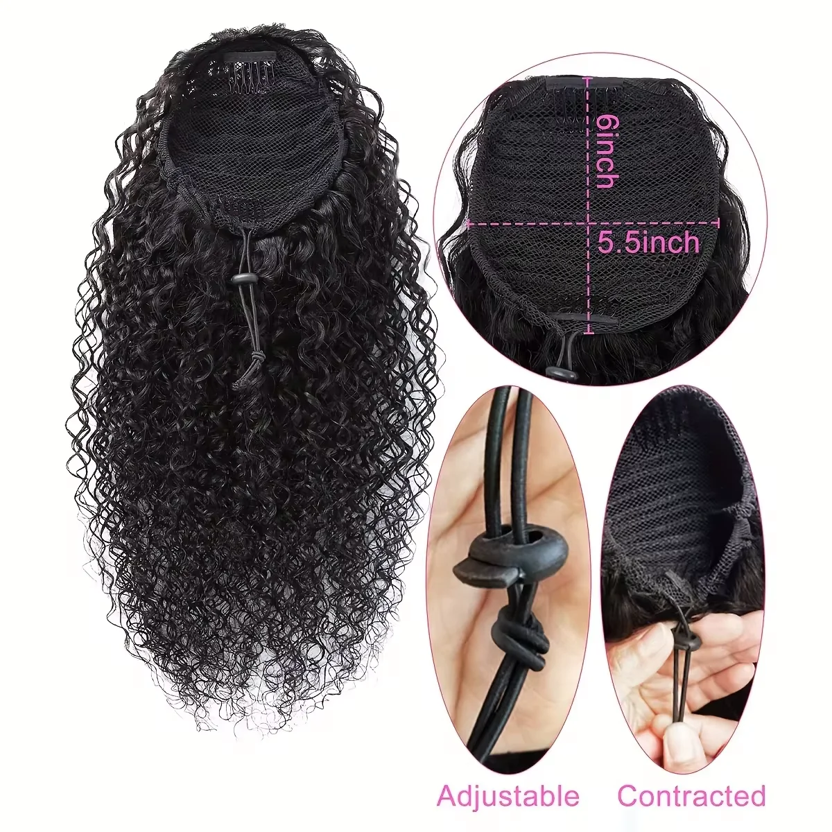 Kinky Curly Drawstring Ponytail Clip In Hair Extensions 100% Human Hair 10-30 \