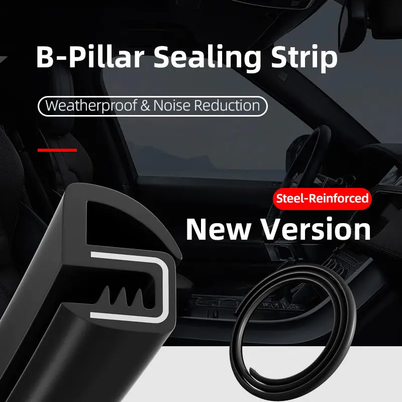 

1Pair Car B-pillar Sealing Strip Car Door Edge Seal Strip Car Rubber Weatherstrip Sound Insulation Sealing Strips with Steel Bar