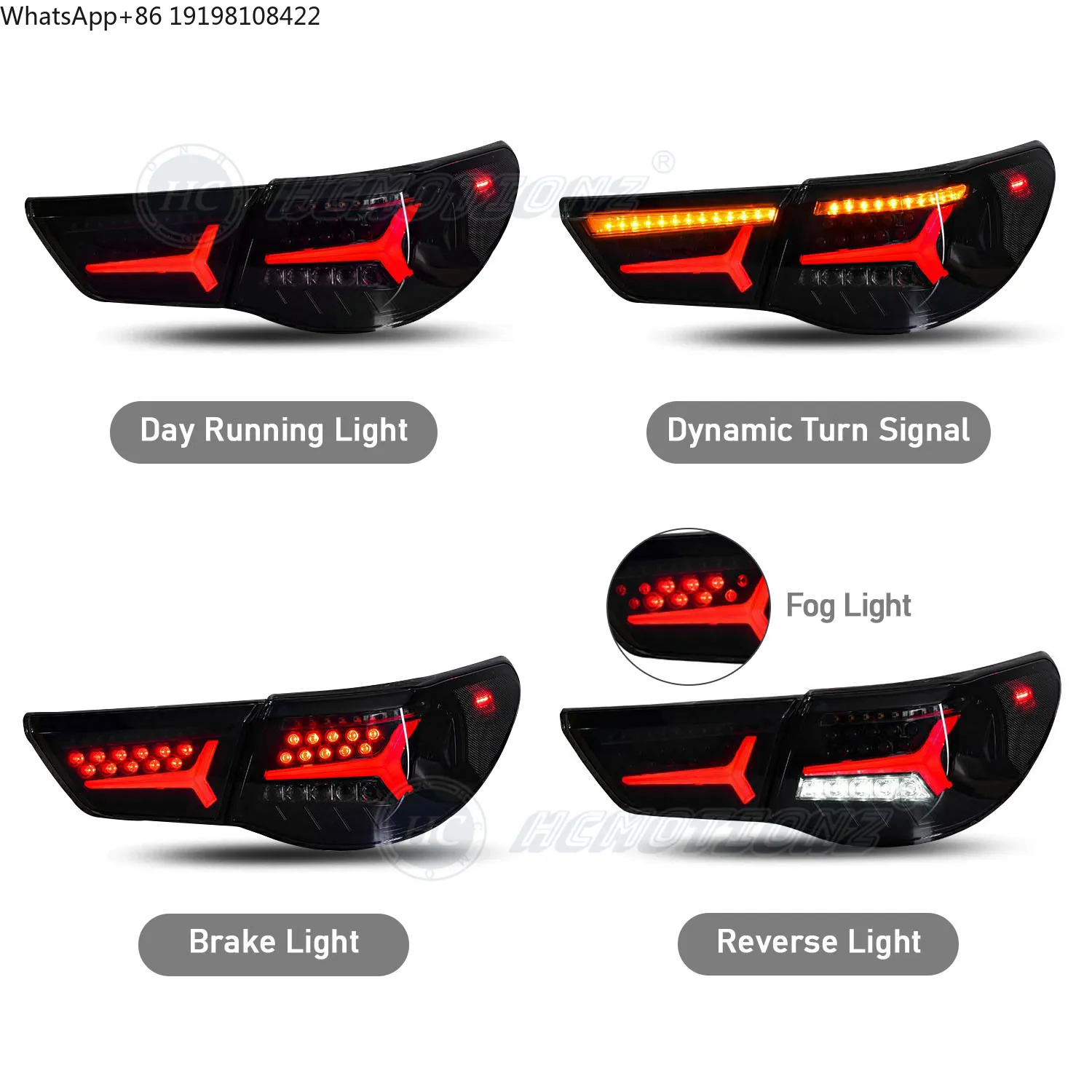 HCMOTIONZ LED Assembly 2009-2012 for Toyota Mark X/Reiz Rear Lamps with Start-up Animation DRL Tail Lights New Condition