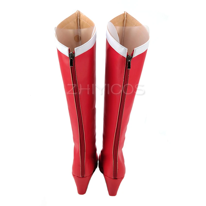 New Anime Tsukino Usagi Sailor Moon Cosplay Shoes Girls PU Leather Cosplay Boots Red High Heels Zipper-up Halloween Shoes