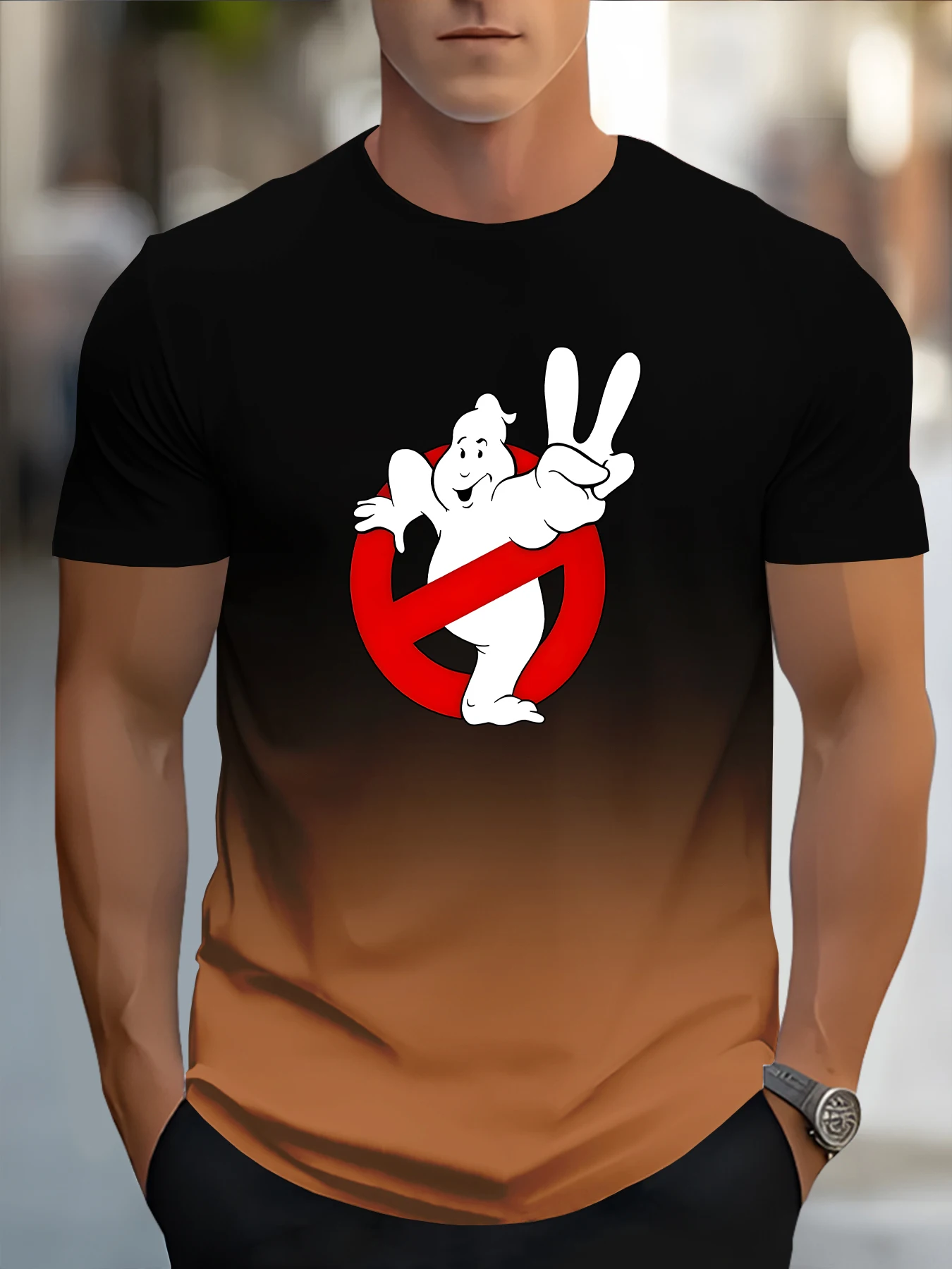 2025Summer men's casual loose fit bull print round neck short sleeved T-shirt top men's streetwear pullover