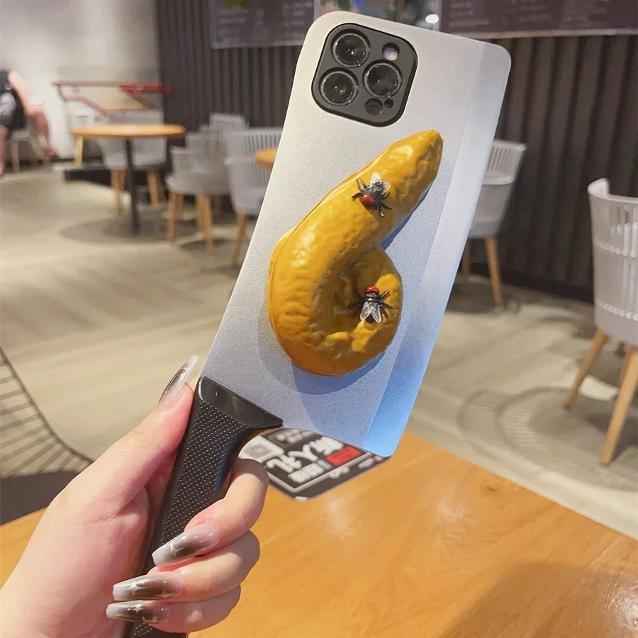 Funny poop pan phone case prank gift for iPhone 15 14 13 11 12 Pro max X XS XR anti-fall silicone case