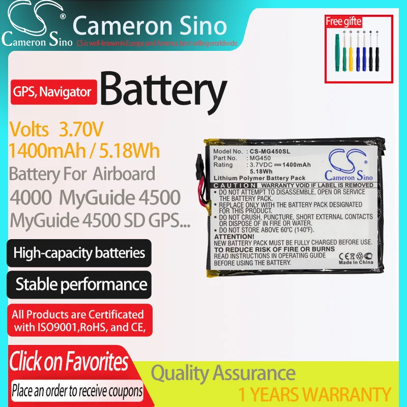 CameronSino Pin Airboard 4000 Bão MyGuide 4500 MyGuide 4500 SD Phù Hợp Với MyGuide 4500 SD GPS, Thiết Bị Dẫn Đường GPS Pin.