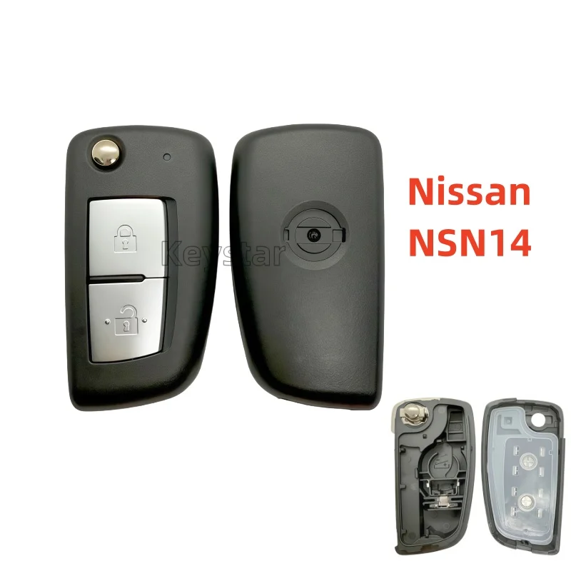 

keyhannel 1pcs 2 Buttons Car Flip Key Shell NSN14 Remote Case for Nissan Qashqai J11 C13 Juke F15 X-Trail T32 Micra Shell