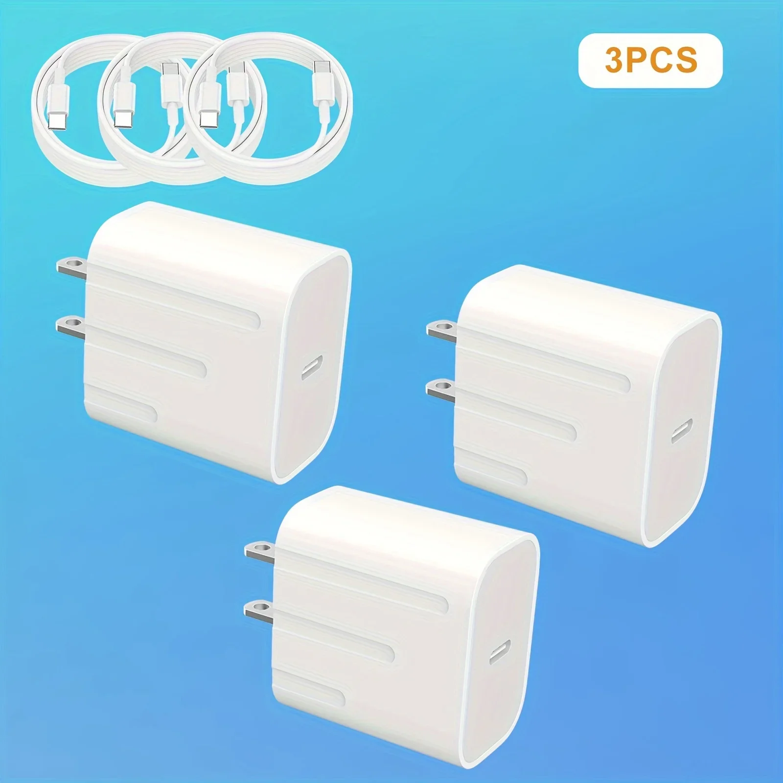 3PCS For iPhone Charger Super Fast Charging iPad Charger USB C Wall Charger Fast Charging 4FT Cable image 3