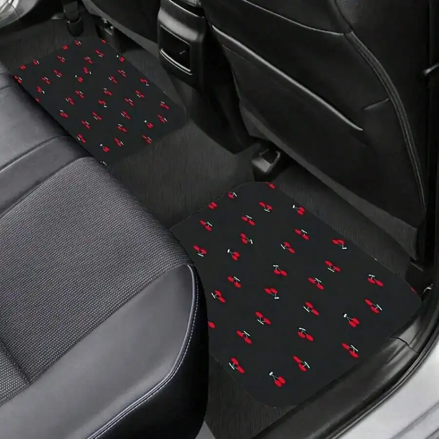 

4-Piece Car Floor Mats Cherry Pattern Universal Fit Easy Clean Durable