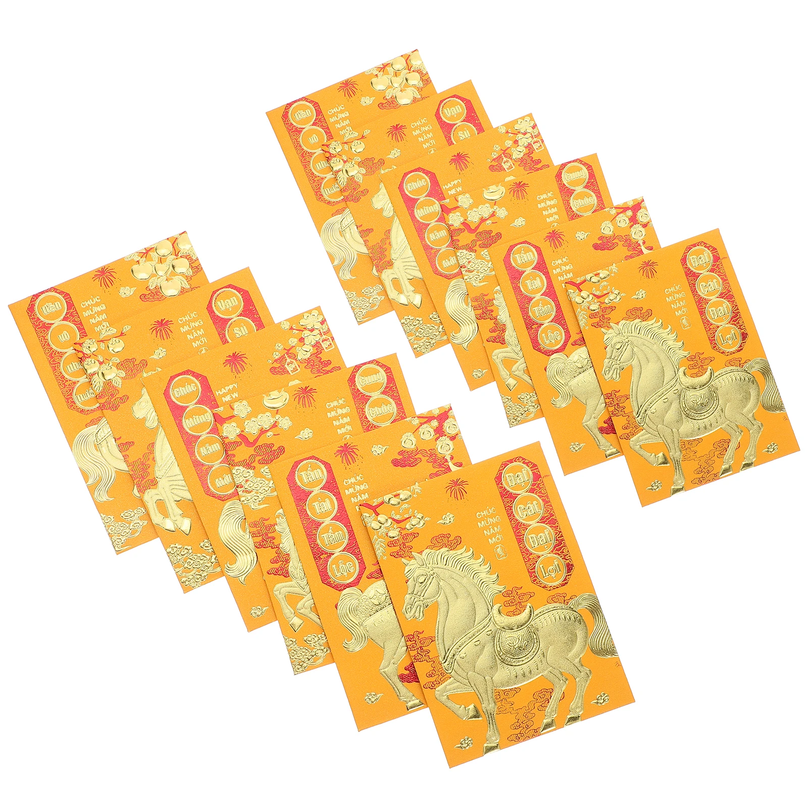 120Pcs Vietnamese Yellow Red Envelopes Horse Year Lunar New Year Money Packets Lucky Cash Gifts Lucky Money Envelopes for Cash