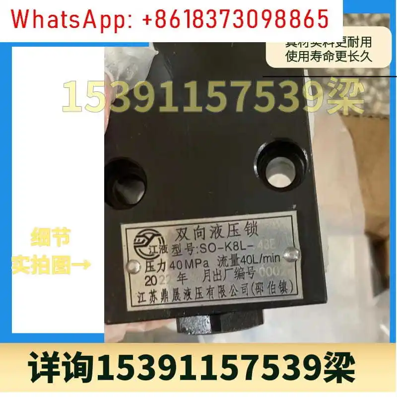 Jiangsu Dingsheng Hydraulic Two-way Hydraulic Lock SO-K8L-43 Jiangdu Lidon Oil Cylinder with SO-K8L-43C/E/B1