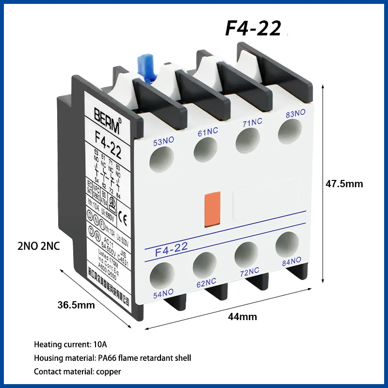 AC Contactor Auxiliary Contacts F4-22 Two Open Two Close F4-11 One Open One Close Auxiliary Contacts
