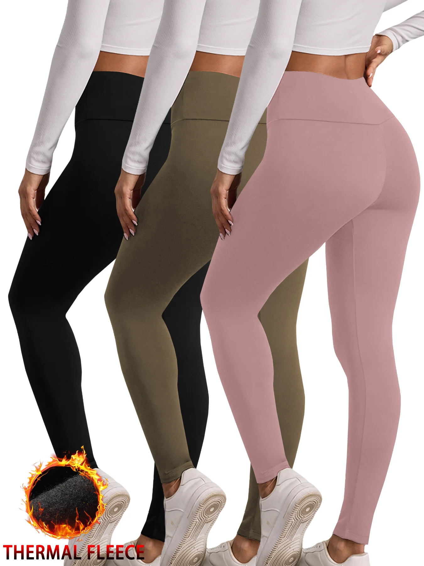 

Women‘s Thermal Fleece Lined Leggings - 3 Pack, High Waisted, Thick & Warm Winter Yoga Workout Pants.