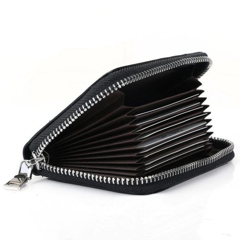 Business Card Holder Women/men Coin Pouch Wallets Zipper PU Leather Protects Organizer Short Wallet Anti Demagnetization Fashion