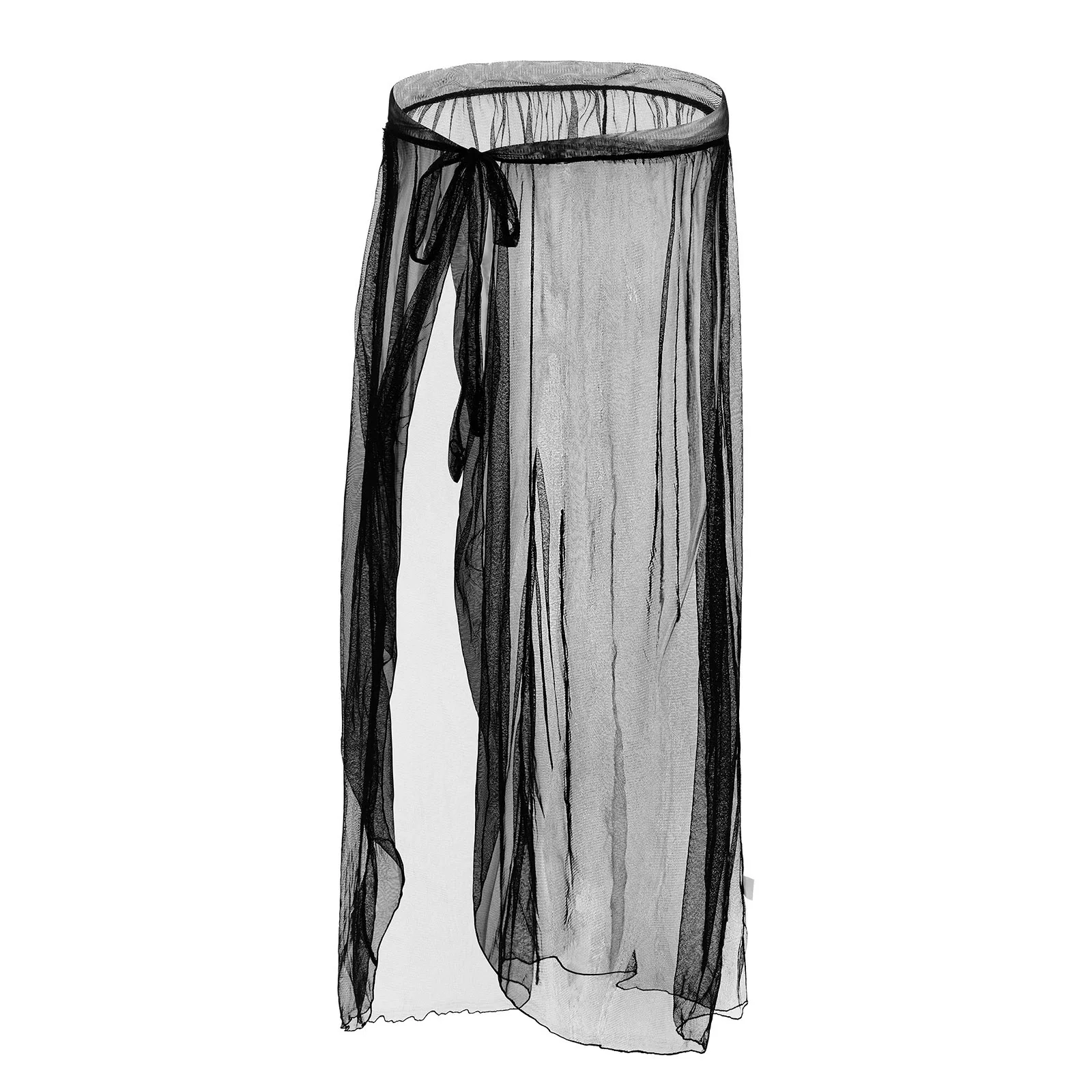 CLEVER-MENMODE Sexy Mesh Sleep Bottoms Men Pajamas See Through Long Sleepwear  Side Spilt Nightdress Transparent Culottes