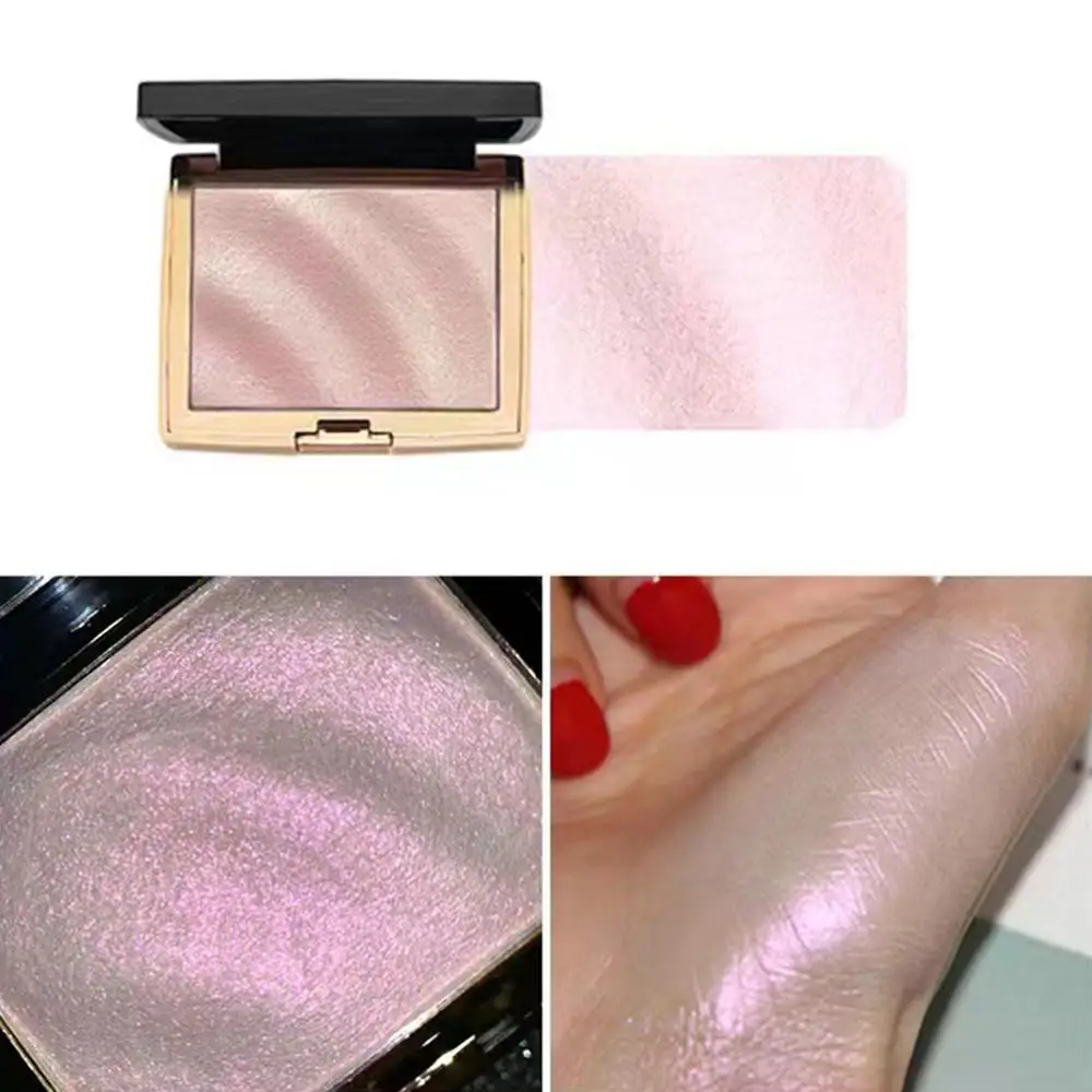 Paleta de pó iluminador glitter para mulheres, iluminador shimmer, contorno de rosto, impermeável, maquiagem duradoura, cosméticos, 3 cores