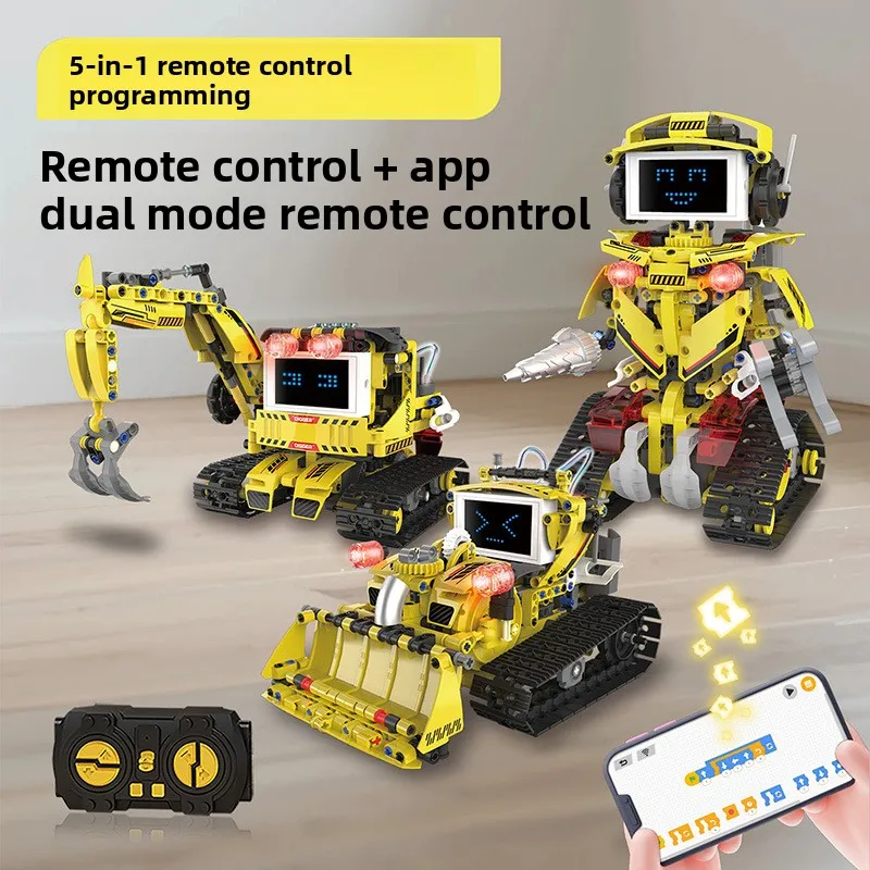 LED Engineering Robot Transformable de 5 formas: Luz, programable y aplicación, bloques de construcción creativos habilitados, regalo de Navidad