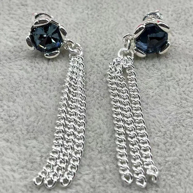 Premium unode50 geometrische blaue Juwel Ohrringe Frauen Vintage Luxus Schmuck Marke Mädchen Urlaub Geschenk Denkmal Bankett