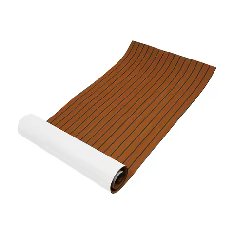 240x90cm EVA Foam Teak Floor Mat 6mm Thick Anti-Slip Self-Adhesive Pad Cuttable Waterproof Marine Carpet for Boat Deck RV Yacht