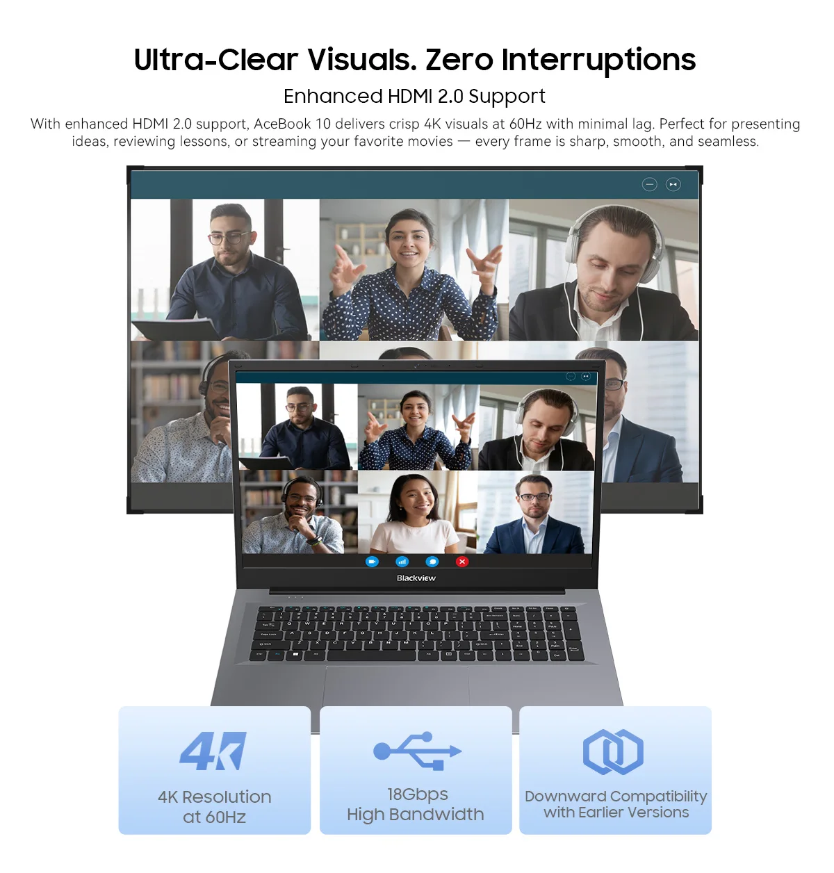 Blackview ACEBOOK 10 Laptop Computer 18.5" FHD 8000mAh Intel N150 Windows 11 16GB RAM 512GB BT5.2 WiFi 6 Desktop Notebook