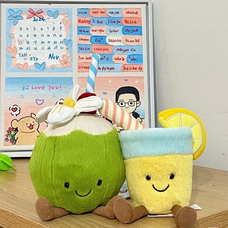ตุ๊กตาผ้าพลัฌนุ่มลายการ์ตูน มะพร้าว มะนาว ผลไม้ ของเล่นตกแต่งห้องนอน ของเล่นกีตาร์รูปผลมังกร ของขวัญสำหรับเด็กผู้หญิง