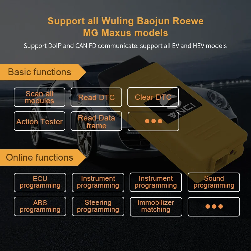 VNCI VDI3 for Rongwei MG Wuling Baojun Datong Diagnostic Interface Support DoIP and CANFD Protocol,Fit for SAIC group Software