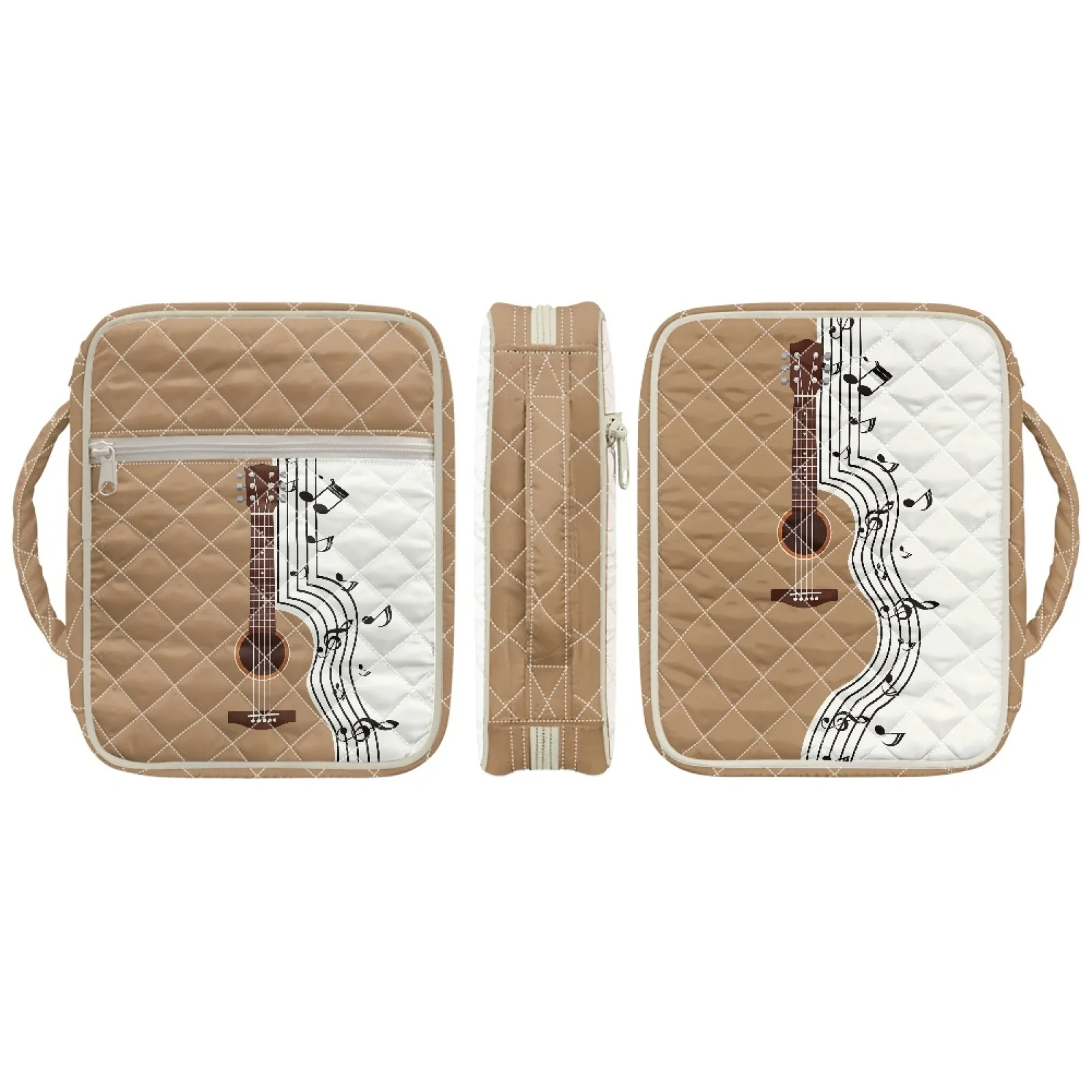 Coloranimal Guitar Music Note Zipper Front Pocket Quilted Bible Case for Daily Life Polyester Quilted Bible Cover Fashion 2026