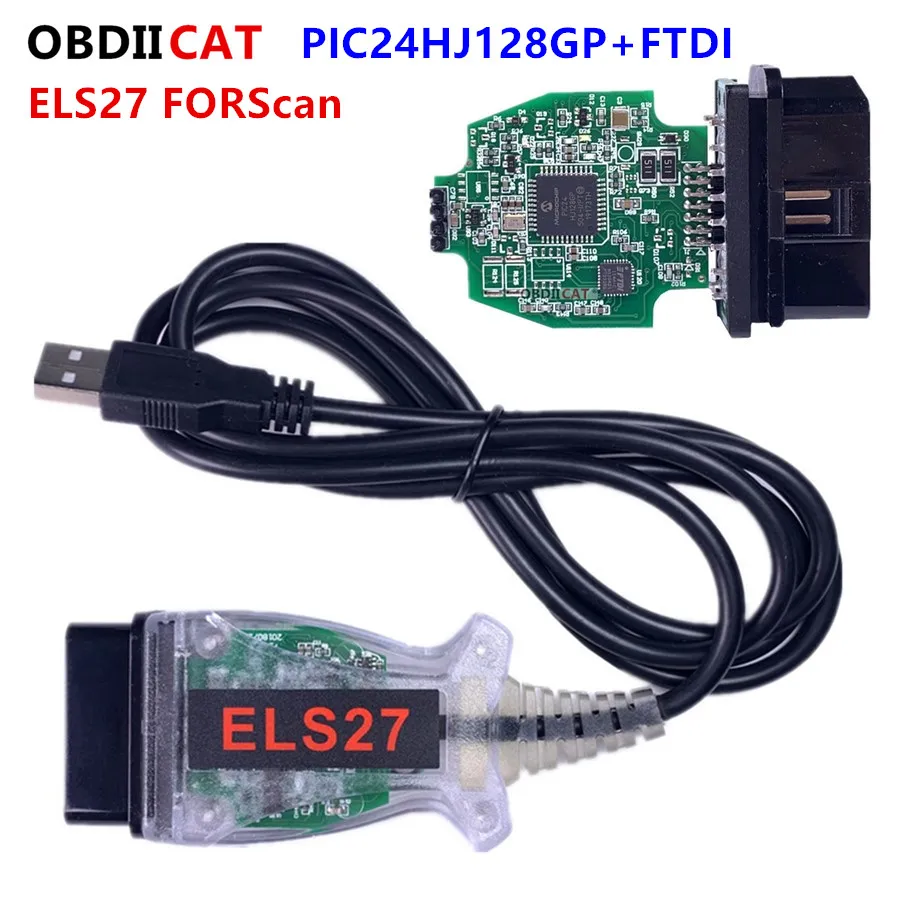 Новейший микрочип OBDIICAT ELS27 для сканирования PIC24HJ128GP + FTDI разработанный для ELM327 и J2534 ELS 27 дюймов C пласти...