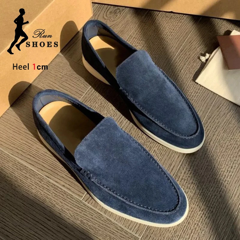 2025 nuevos zapatos planos casuales de verano, zapatos de conducción sin cordones para hombres, zapatos de ocio ligeros de gamuza para uso diario, mocasines para hombre de talla grande 48