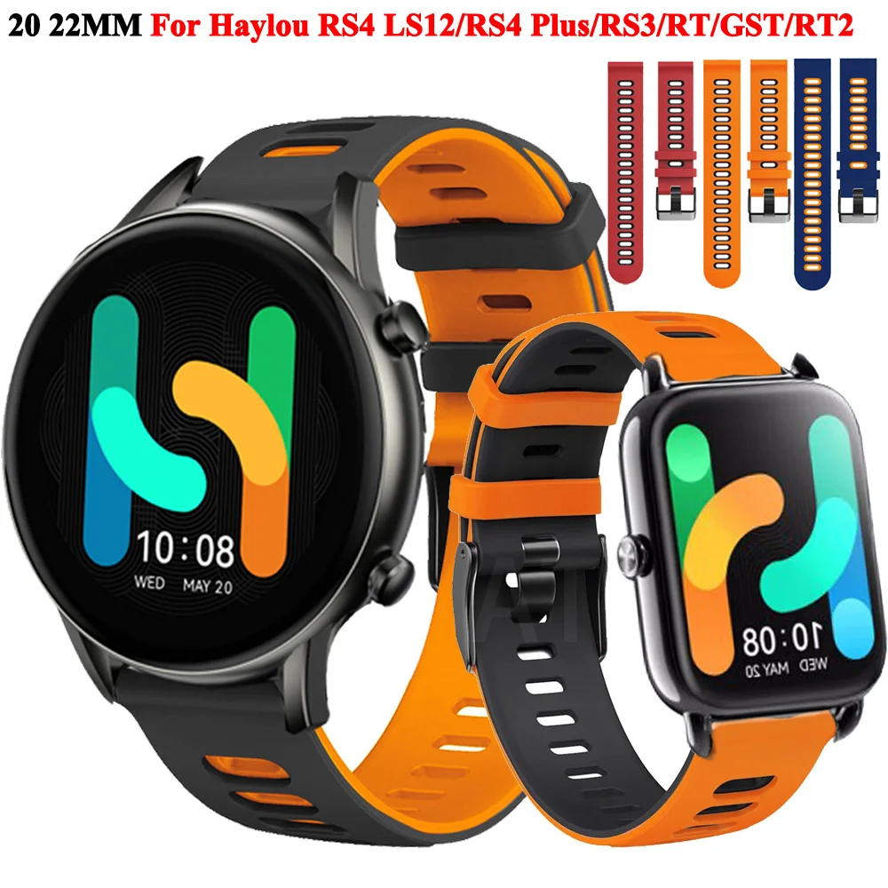 Correas de repuesto de silicona para reloj inteligente Haylou RS4 Plus, RS4, LS02, GST, RT2, 20mm y 22mm