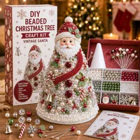 DIY Beaded Christmas Tree Craft Kit, Nutcracker Magic Mini Desktop Christmas Tree Making Kit, Complete Beads and Nutcracker Ornaments Christmas Desktop Home Decoration Supplies 6