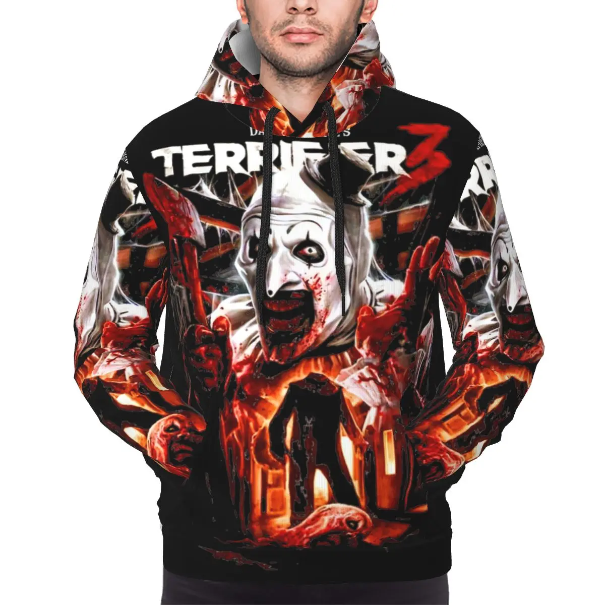 Terrifier 3 Heads Will Roll Pocket Hoodie Men Women Sweatshirt 3D Print Horror Film Hoodies Hoodie Pullover Long Sleeve Shirts