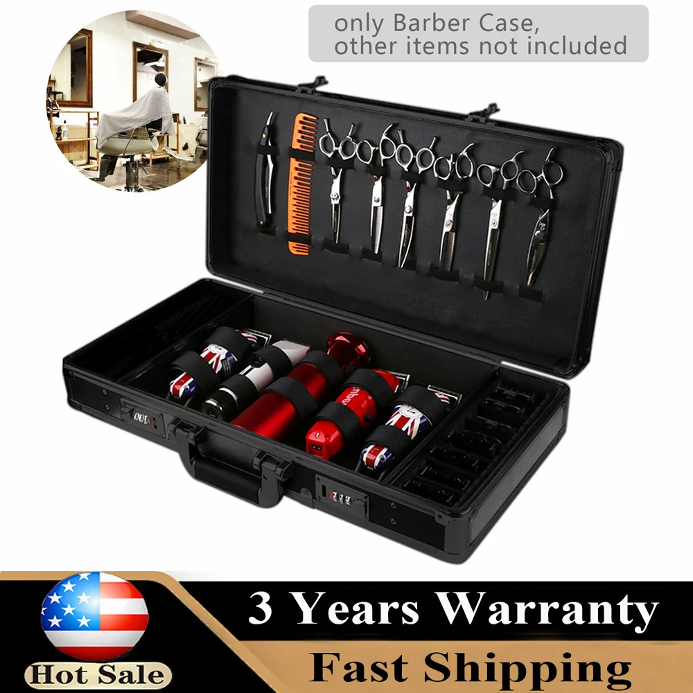 

Barber Stylist Suitcase Carrying Case Box For Clippers Trimmers Scissors Combs Carrying Case Box with Safety Lock