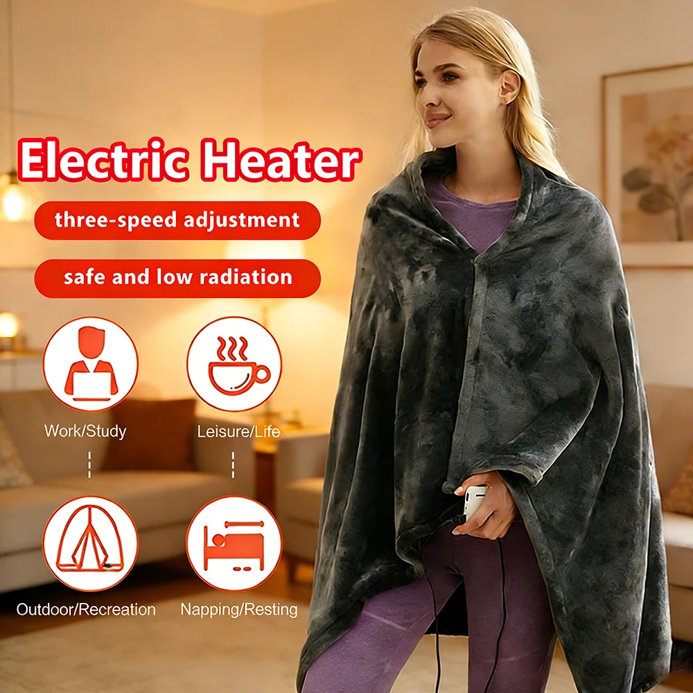 

USB Electric Blanket Portable Warm Washable 2USE Fast Heating 3-gear Temp Control Knee Home Office Outdoor Warm Blanket 2026