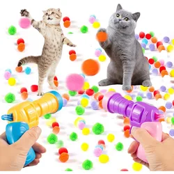 Brinquedo de gato Arma Lançador 20 Bolas de Pelúcia e 1 Lançador de Bola de Gato Filhote de Cachorro Brinquedo Pet Indoor Seguro