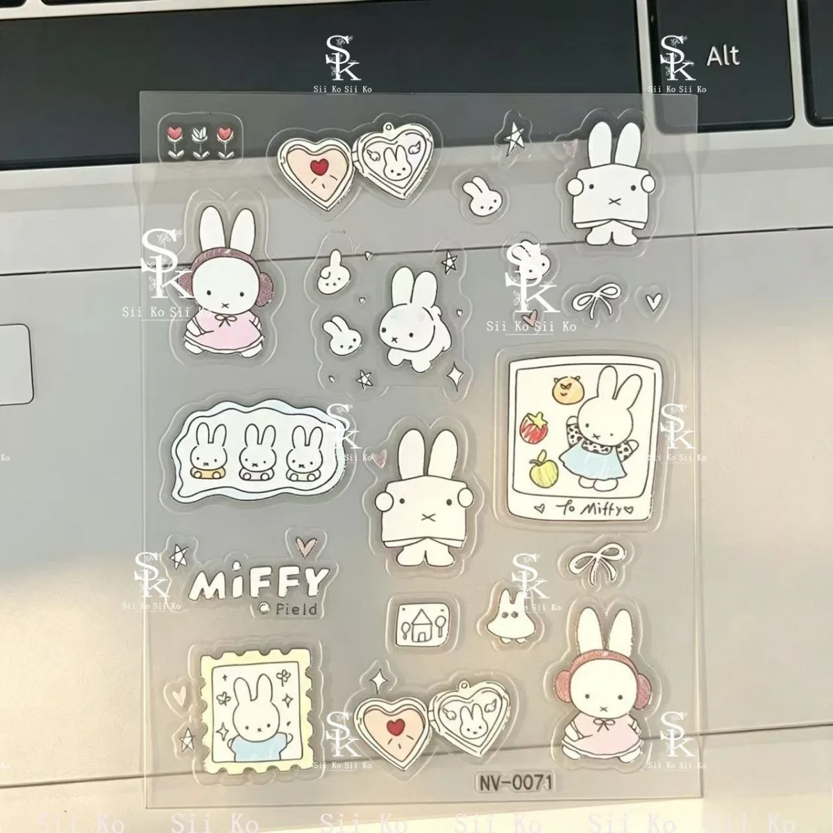 Miffy Rabbit Nail Stickers Cute Cartoon 4 Sheets Embossed 3D DIY Cup Camera Tablet Phone Case Lens Decorative Stickers Gift Toys