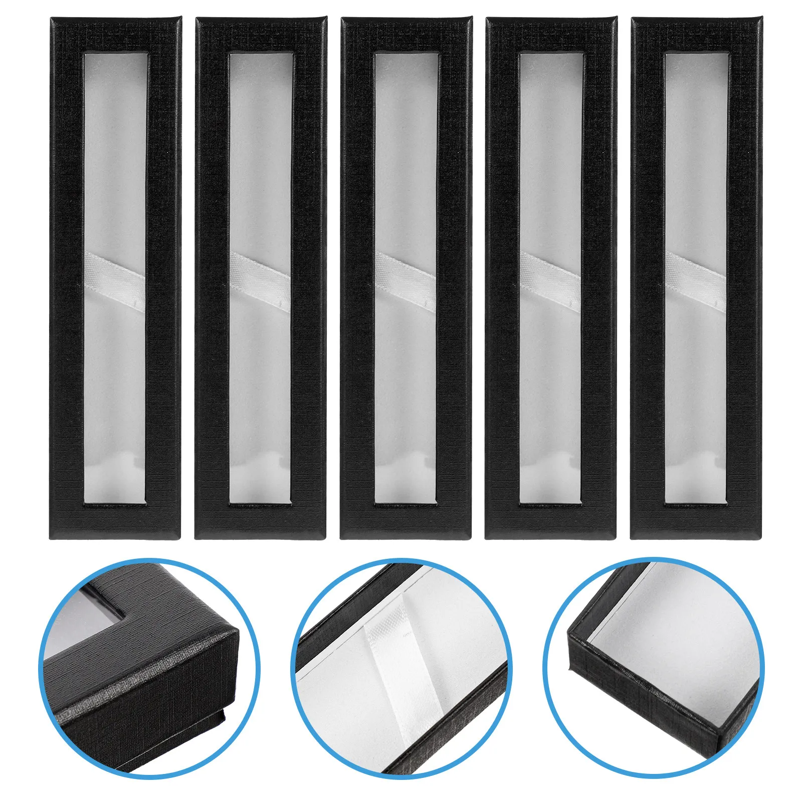 

Набор из 5 пеналов из бумаги с прозрачным окном, компактный размер, для ручек и карандашей, портативный контейнер для канцелярских принадлежностей, подарочный футляр