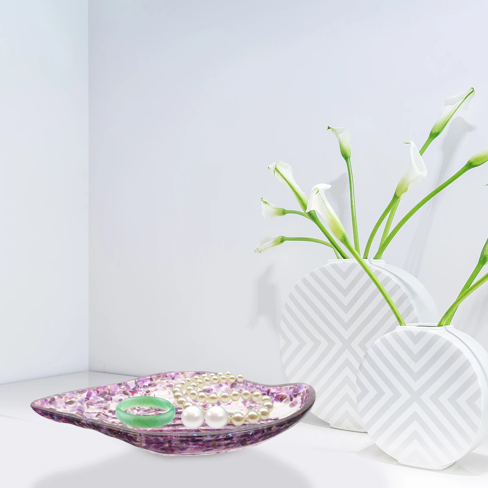 

Small Crystal Jewelry Tray Dish for Desktop Storage Holder Ring Bracelet Earring Organizer Trinket Display Plate Elegant Home