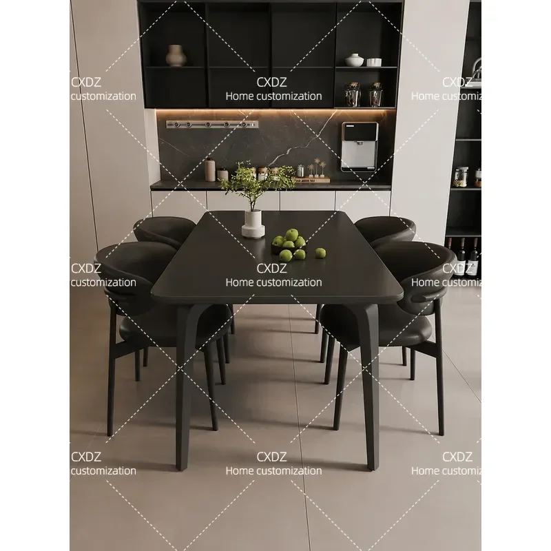 Full Support Rock Slab Dining Table and Chair Set Modern Minimalist Rectangular Design for Small Apartment Household Use