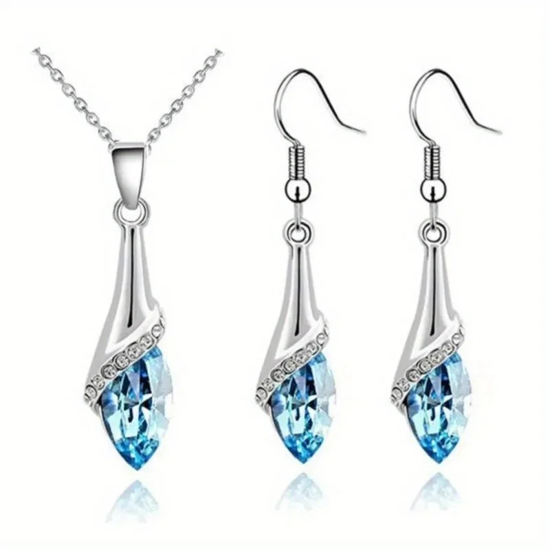 Angel Water Eye Crystal Pendant Necklace Earring Fashion Jewelry Set Dropshipping Brithday Gift Girl Lover Bithday Summer Beach