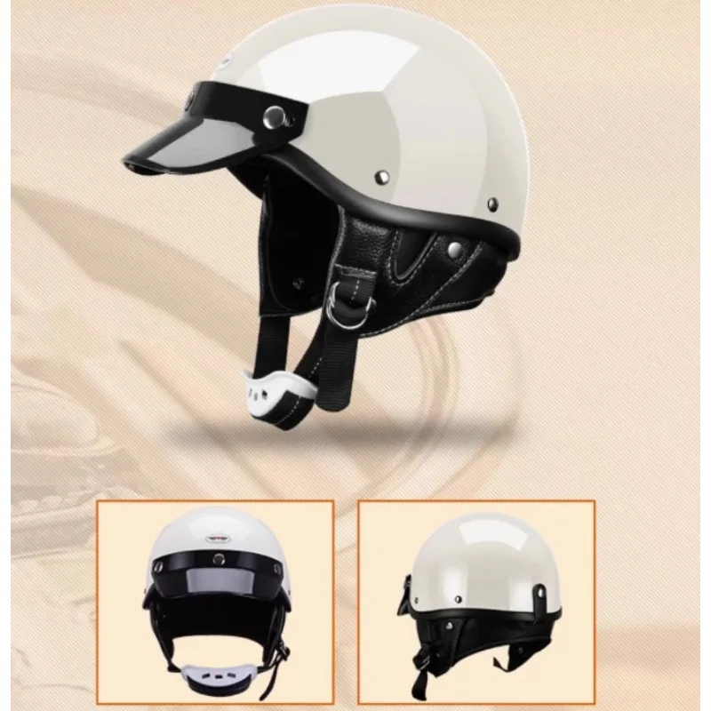 

Высокопрочный классический ретро-шлем из стекловолокна, полушлем 1/2, для мотоциклов Harley, защитный шлем для круизинга, модель AMZ 801