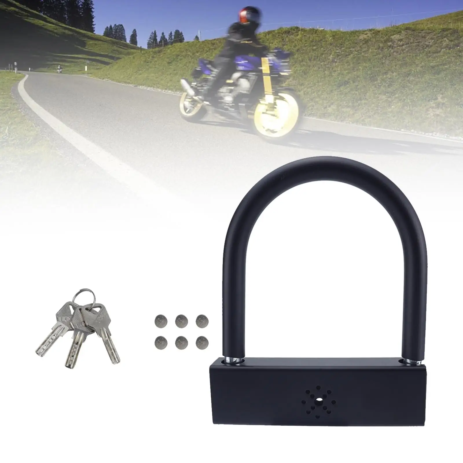 

U Lock with Alarm Cycling Motorbike Riding Bicycles Gate Outside with 3 Keys