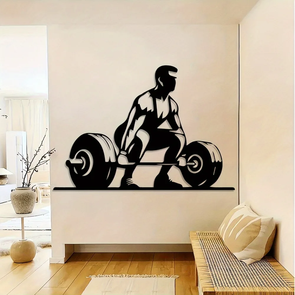 CIFBUY Retro Weightlifting Medal Rack Metal Wall Art 2D Iron Decor Motivational Gym Certificate Sign Black Home Decor For Athlet