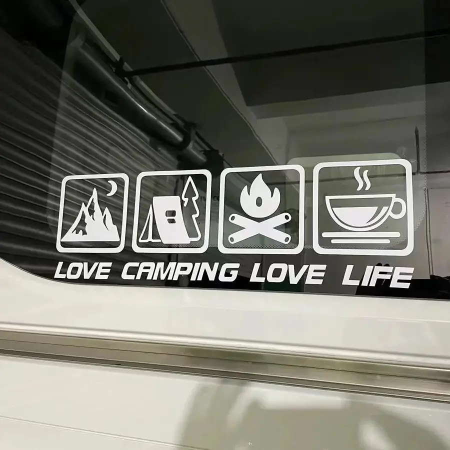 Window Sticker Motorcycle Modification Accessories Reflective Camping LOVE LIFE Tail Box Decoration LOVE CAMPING Glass Decal