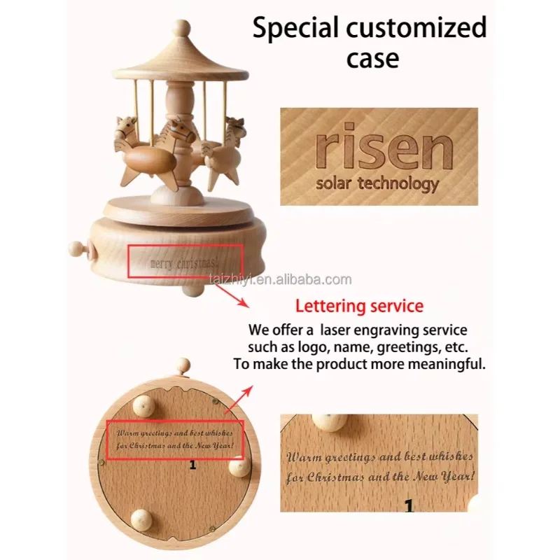 

Exquisite Beech Wood Merry Go Round Music Box Popular Wooden Dancing Girl Musical Boxes For Gift